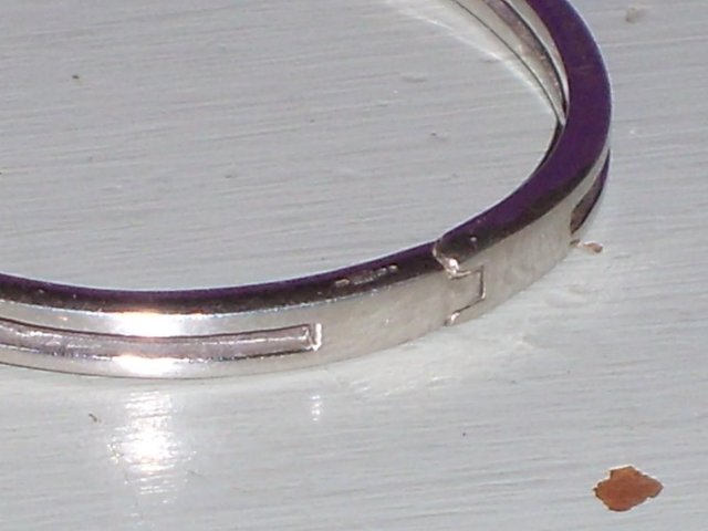 Image 3 of 925 Sterling Silver Hinged Bracelet With Stone