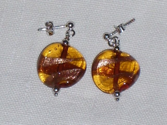Preview of the first image of 925 Sterling Silver & Murano Twist Earrings NEW.