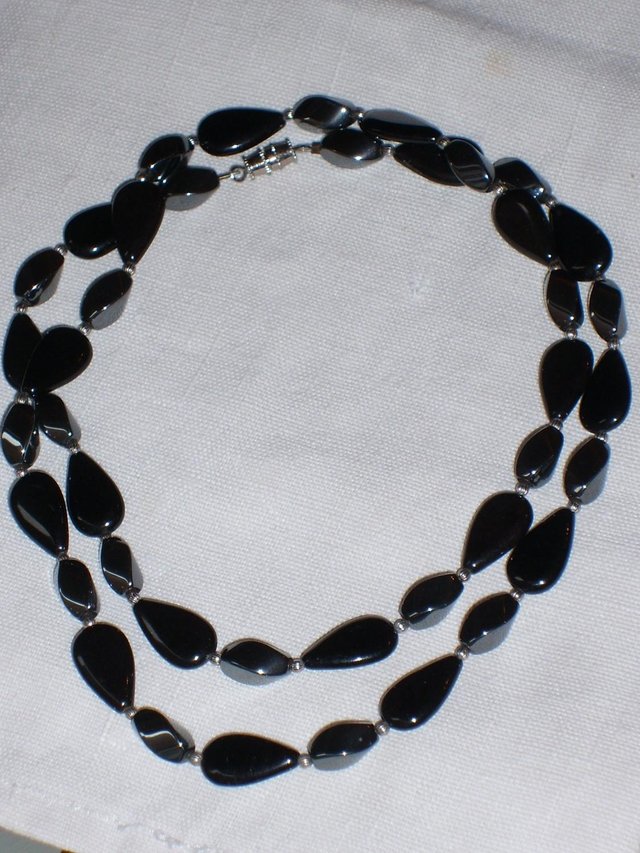 Image 2 of Mid Length Hematite Necklace NEW