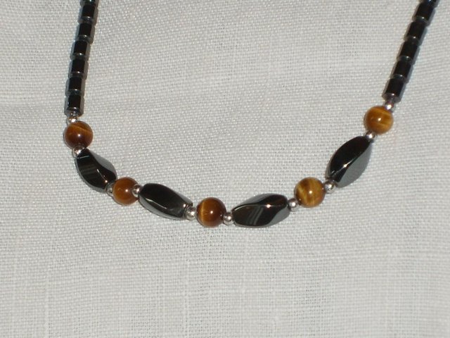 Preview of the first image of Hematite & Tigers Eye Necklace NEW.