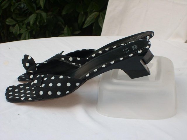 Image 2 of M&S Black/White Spotty Mule Shoes – Size 7.5/41 - NEW