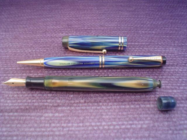Preview of the first image of VINTAGE RARE Parker "True Blue" Fountain Pen/Pencil c1930's.