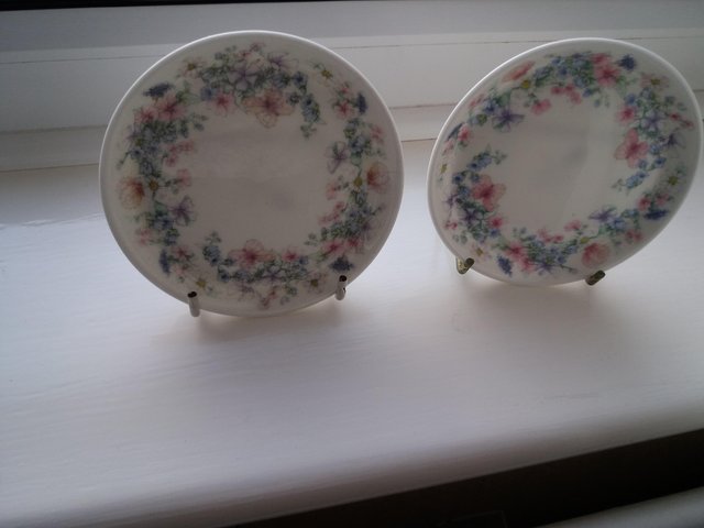 Image 2 of Two Wedgwood bone china Angela pattern trinket saucers