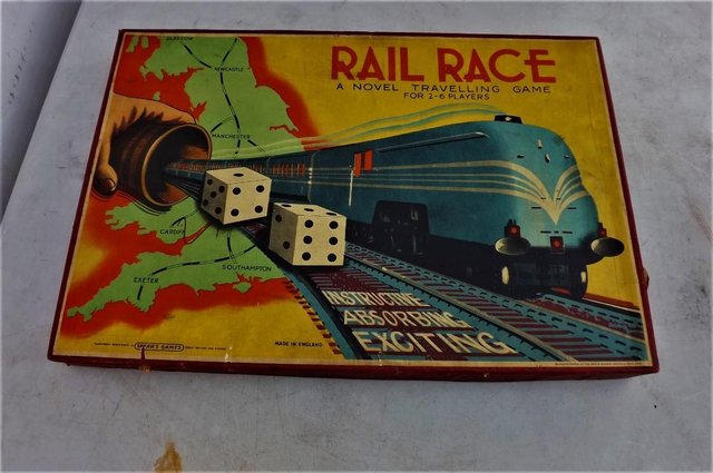 Preview of the first image of Spears Games Vintage Rail Race Boxed & Complete Antique Boar.