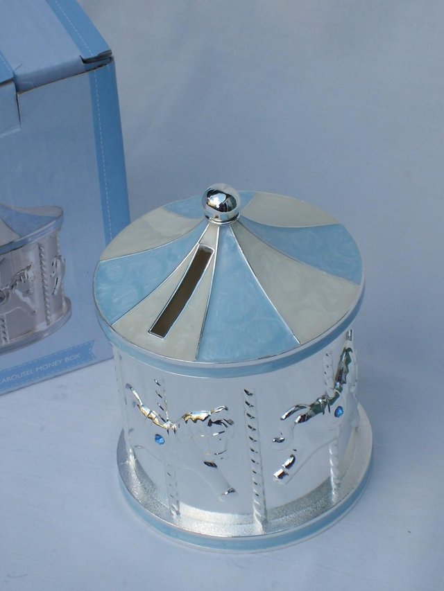 Preview of the first image of Leonardo Silver Plated Carousel Money Box NEW.