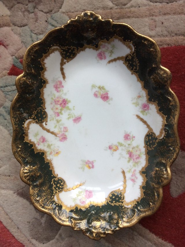 Preview of the first image of Limoges antique pretty oval bowl.