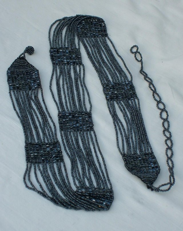 Image 3 of Shimmery Black/Grey Beaded Belt NEW - Size 14+