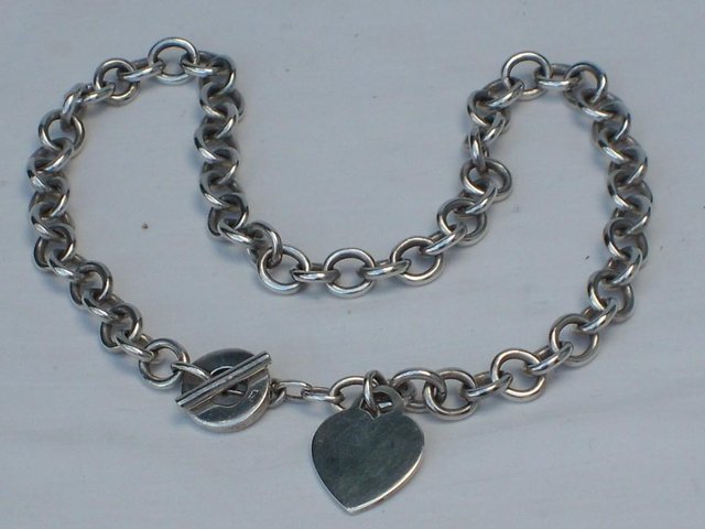 Image 2 of 925 Sterling Silver Chain & Heart Necklace