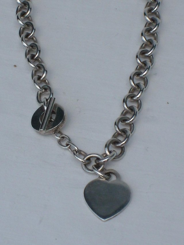 Preview of the first image of 925 Sterling Silver Chain & Heart Necklace.