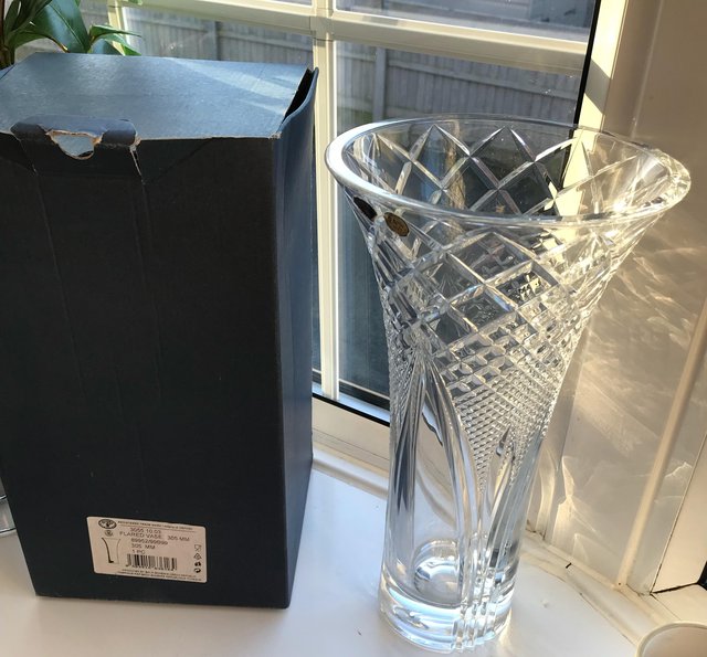 Image 3 of Tall Bohemian Crystal Vase 24%