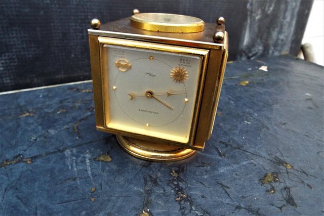 Image 5 of 5 In 1 Desktop Clock by IMOF brass revolving 8 day with Day/
