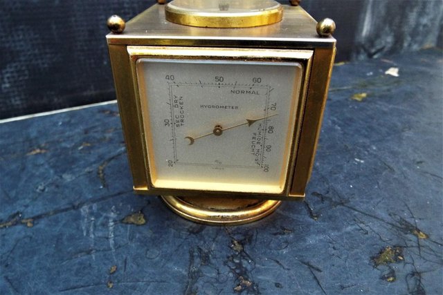 Image 7 of 5 In 1 Desktop Clock by IMOF brass revolving 8 day with Day/