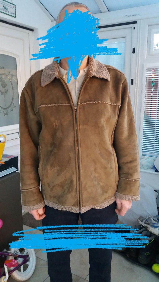 Preview of the first image of mens suede coat.