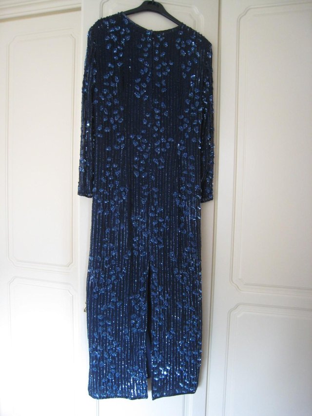 Preview of the first image of Blue sequined evening party\prom\cruise dress size 14-16.