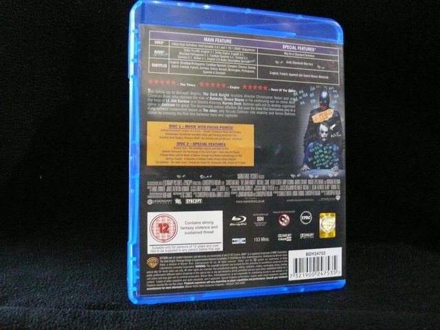 Preview of the first image of The Dark Knight Blue RaY 2 disc special Edition rated 12.