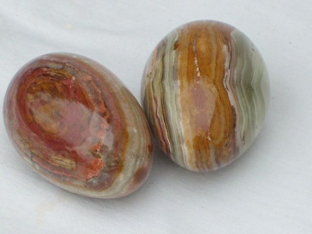 Preview of the first image of Pair of Decorative Highly Polished Onyx Eggs.