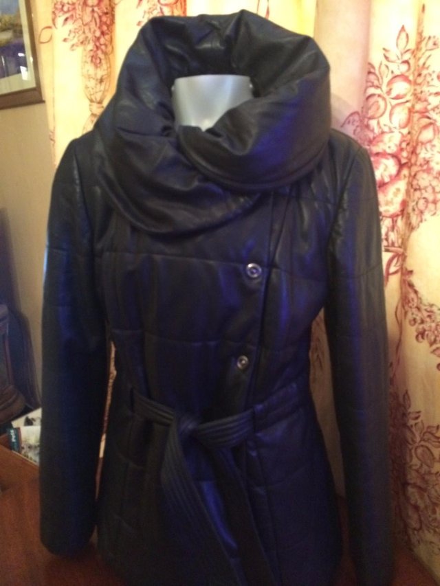 Preview of the first image of PLANET black leather jacket UK size 8.