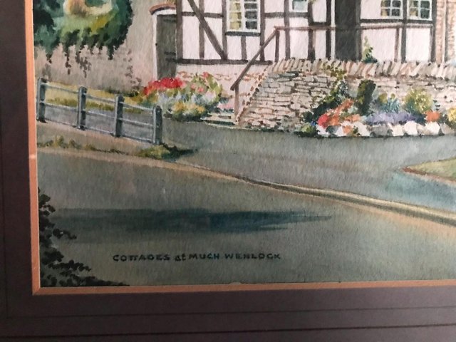 Image 2 of ORIGINAL WATERCOLOUR OF 'COTTAGES AT MUCH WENLOCK'  1984.