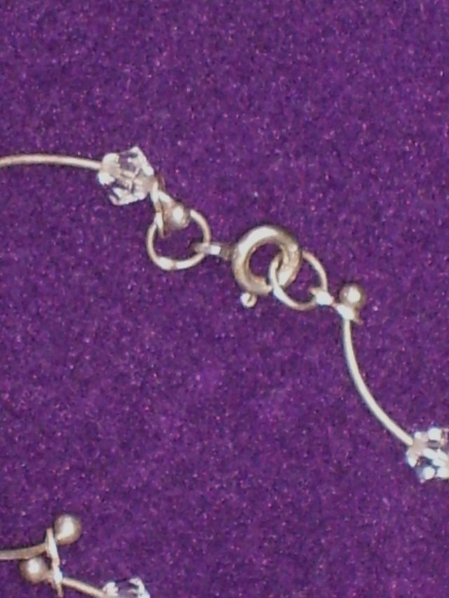 Image 2 of 925 Sterling Silver Wire & Bead Bracelet