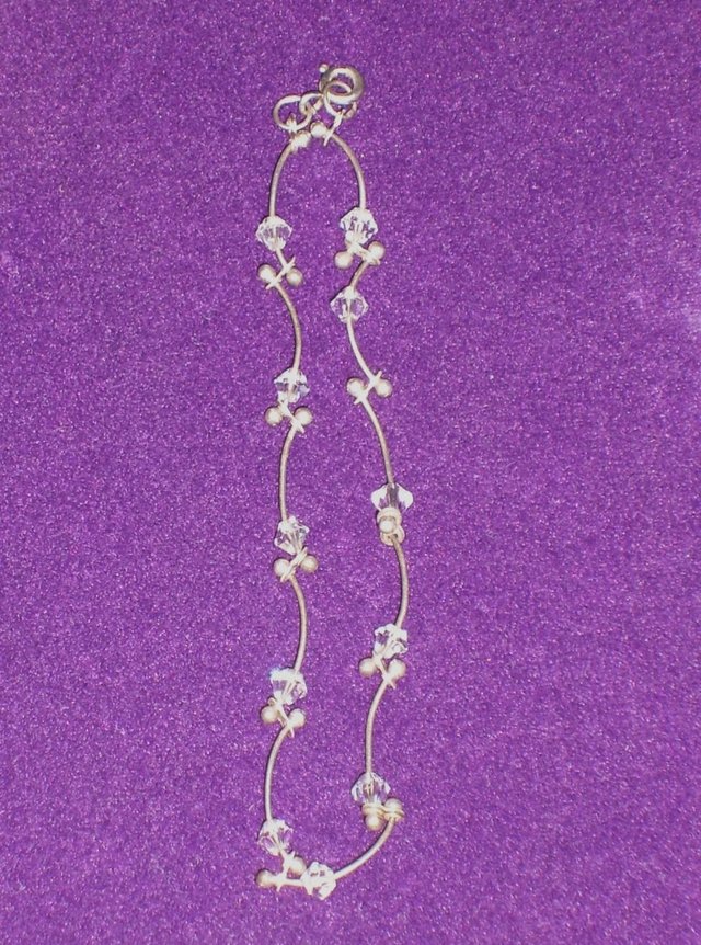 Image 3 of 925 Sterling Silver Wire & Bead Bracelet