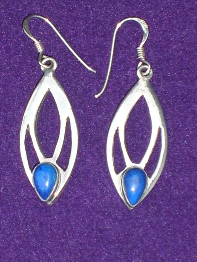 Preview of the first image of 925 Sterling Silver Lapis Lazuli Earrings.