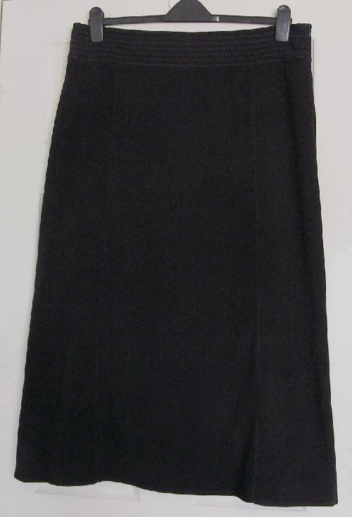 Preview of the first image of Ladies Black Suede Look Skirt By Amaranto - Size 16.