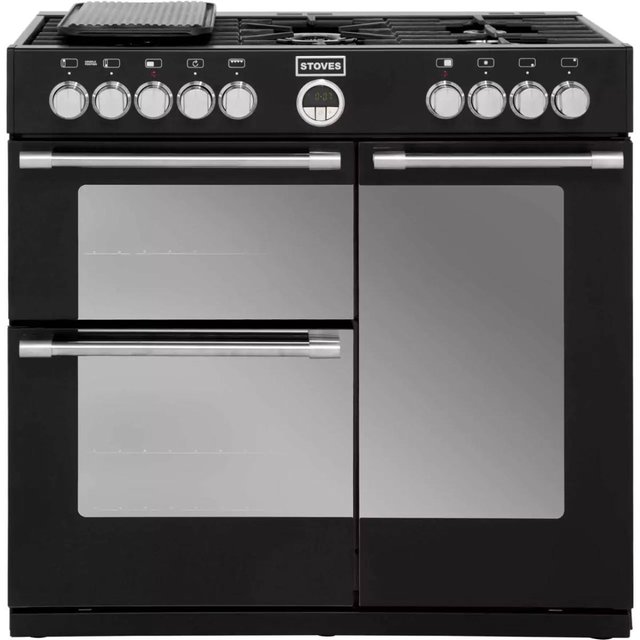 Preview of the first image of STOVES 90CM DUAL FUEL RANGE COOKER-5 BURNERS-BLACK-SUPERB.