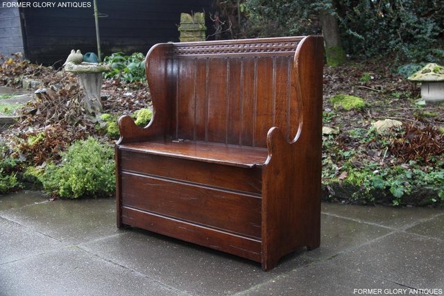 Image 3 of A TITCHMARSH AND GOODWIN OAK MONKS BENCH BOX SETTLE ARMCHAIR