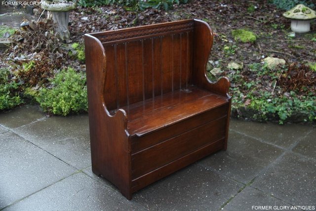 Image 9 of A TITCHMARSH AND GOODWIN OAK MONKS BENCH BOX SETTLE ARMCHAIR