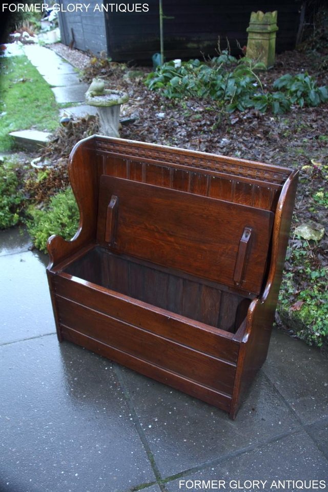 Image 12 of A TITCHMARSH AND GOODWIN OAK MONKS BENCH BOX SETTLE ARMCHAIR