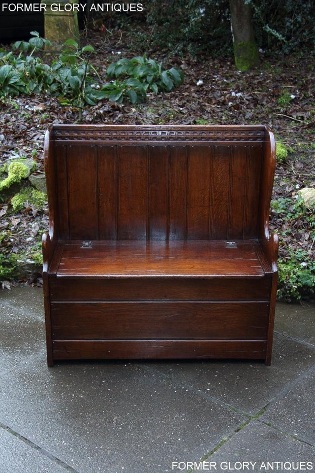 Image 13 of A TITCHMARSH AND GOODWIN OAK MONKS BENCH BOX SETTLE ARMCHAIR