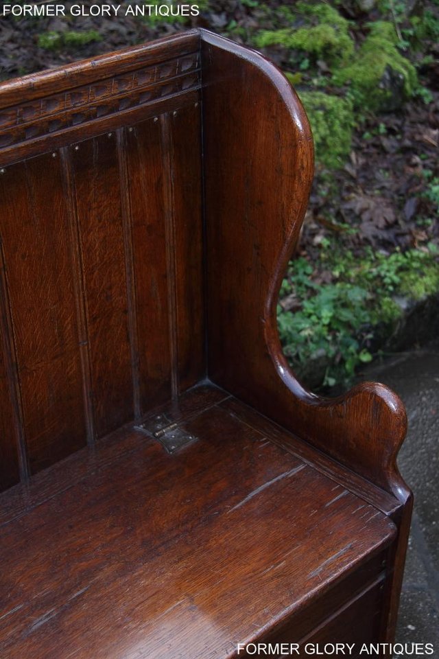 Image 18 of A TITCHMARSH AND GOODWIN OAK MONKS BENCH BOX SETTLE ARMCHAIR