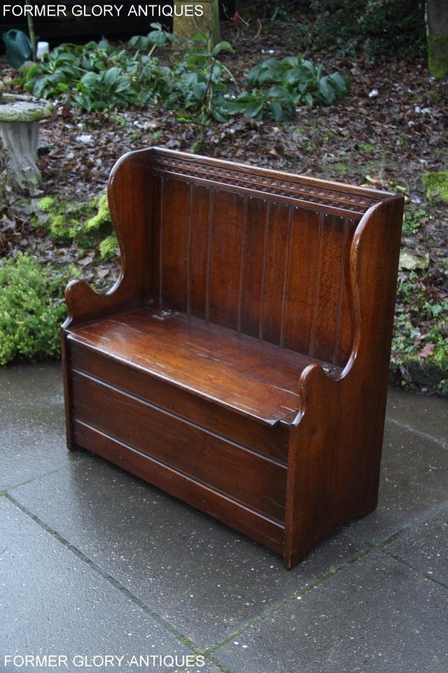 Image 24 of A TITCHMARSH AND GOODWIN OAK MONKS BENCH BOX SETTLE ARMCHAIR