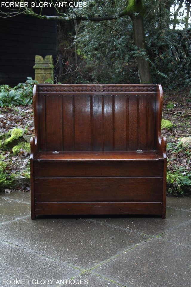 Image 28 of A TITCHMARSH AND GOODWIN OAK MONKS BENCH BOX SETTLE ARMCHAIR