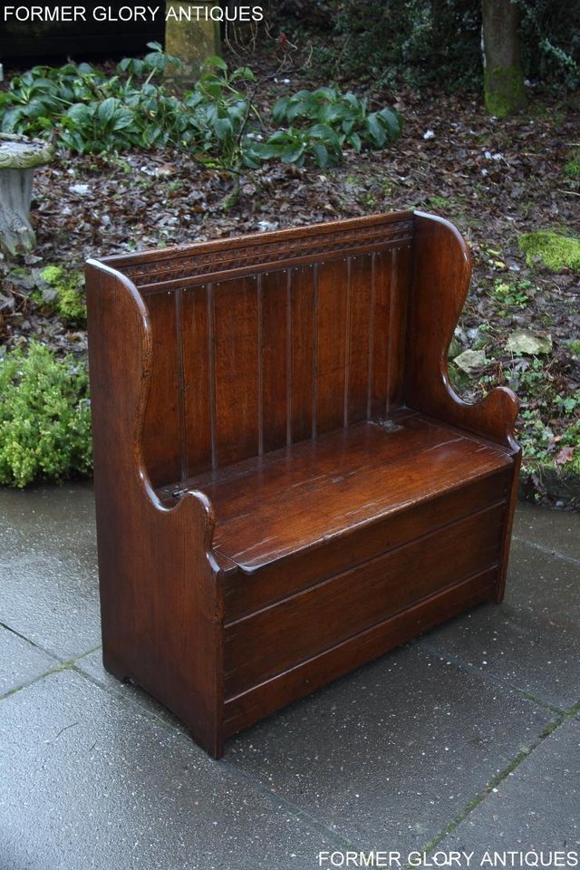 Image 30 of A TITCHMARSH AND GOODWIN OAK MONKS BENCH BOX SETTLE ARMCHAIR