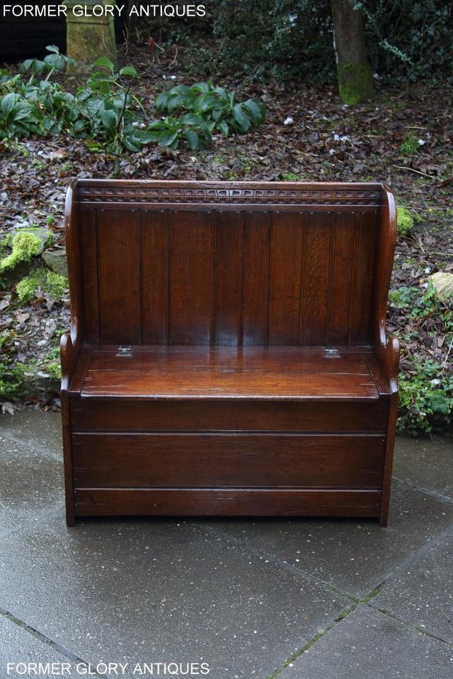 Image 35 of A TITCHMARSH AND GOODWIN OAK MONKS BENCH BOX SETTLE ARMCHAIR