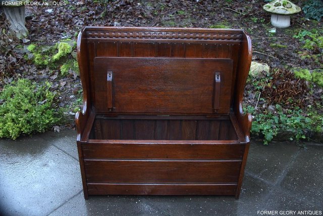 Image 39 of A TITCHMARSH AND GOODWIN OAK MONKS BENCH BOX SETTLE ARMCHAIR