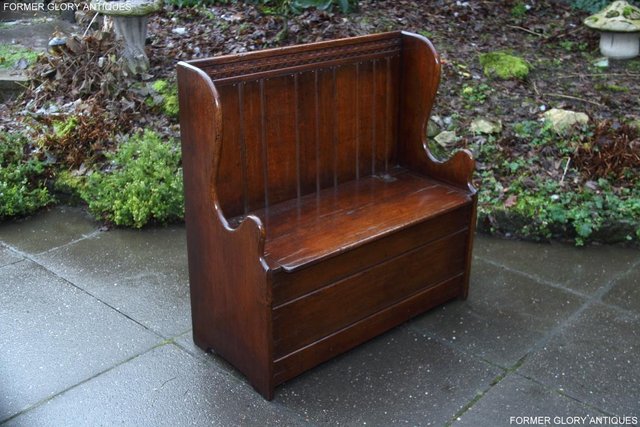 Image 40 of A TITCHMARSH AND GOODWIN OAK MONKS BENCH BOX SETTLE ARMCHAIR