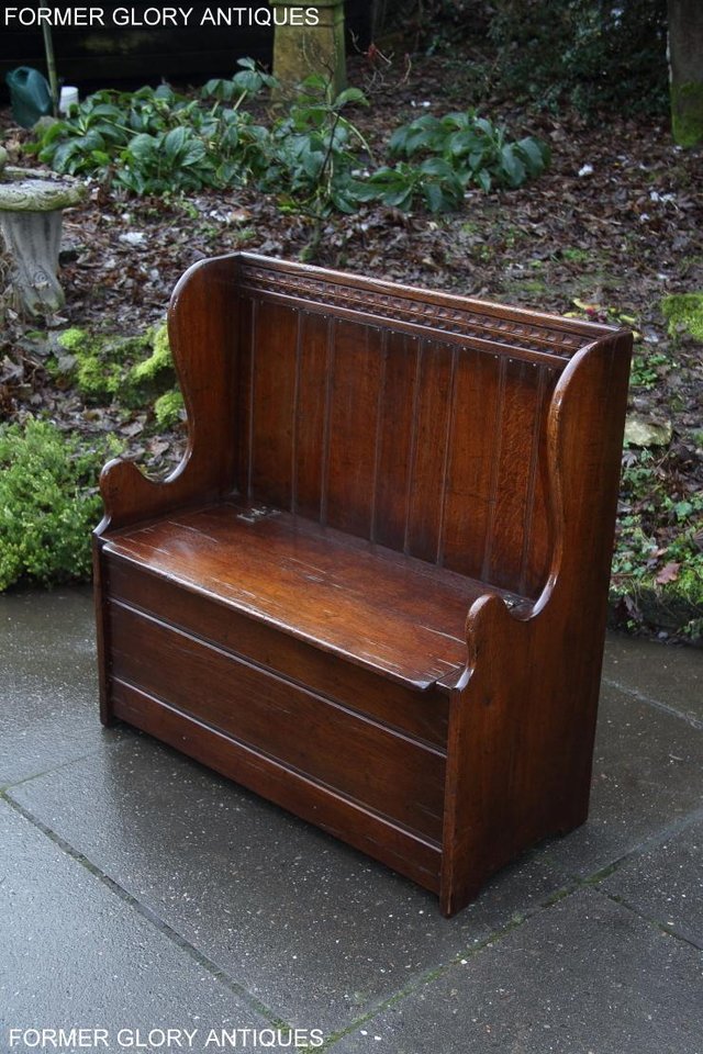 Image 41 of A TITCHMARSH AND GOODWIN OAK MONKS BENCH BOX SETTLE ARMCHAIR