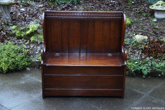 Image 43 of A TITCHMARSH AND GOODWIN OAK MONKS BENCH BOX SETTLE ARMCHAIR
