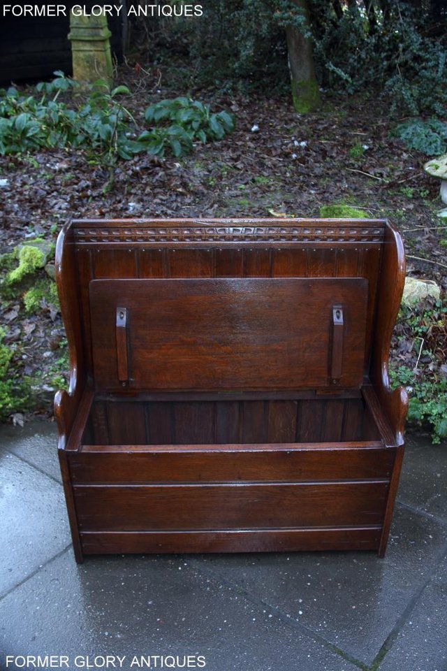 Image 44 of A TITCHMARSH AND GOODWIN OAK MONKS BENCH BOX SETTLE ARMCHAIR
