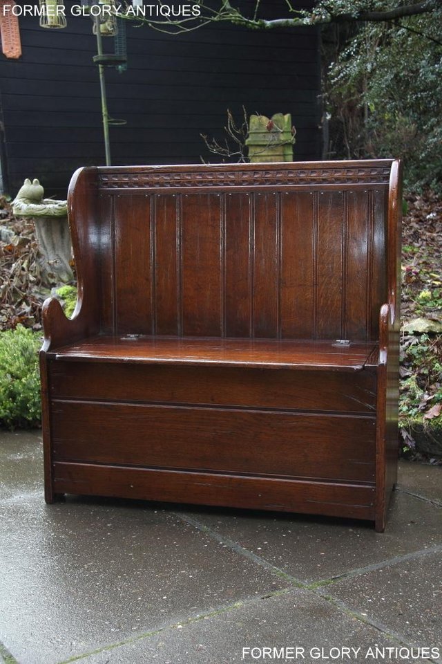 Image 46 of A TITCHMARSH AND GOODWIN OAK MONKS BENCH BOX SETTLE ARMCHAIR