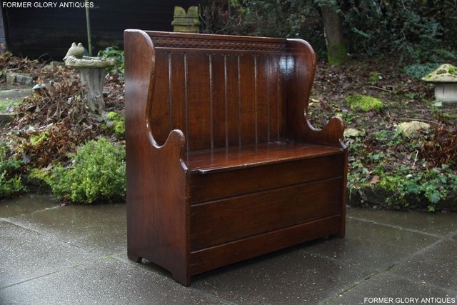 Image 47 of A TITCHMARSH AND GOODWIN OAK MONKS BENCH BOX SETTLE ARMCHAIR