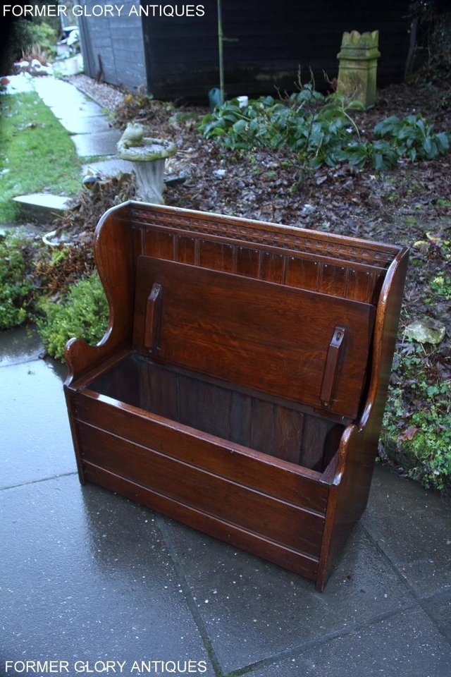 Image 51 of A TITCHMARSH AND GOODWIN OAK MONKS BENCH BOX SETTLE ARMCHAIR