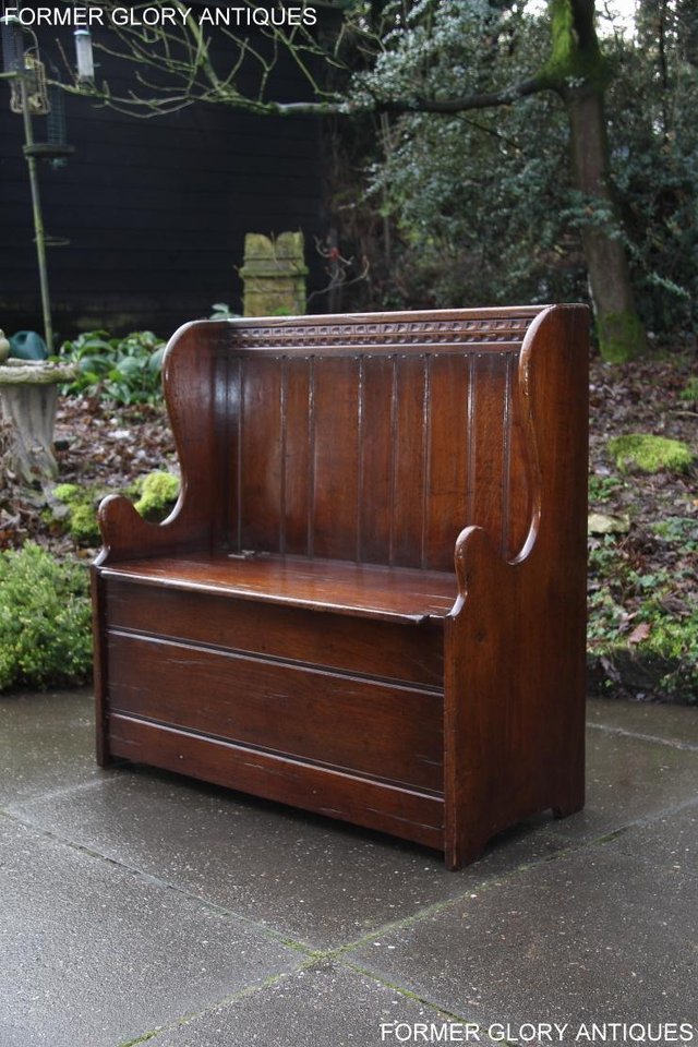 Image 56 of A TITCHMARSH AND GOODWIN OAK MONKS BENCH BOX SETTLE ARMCHAIR