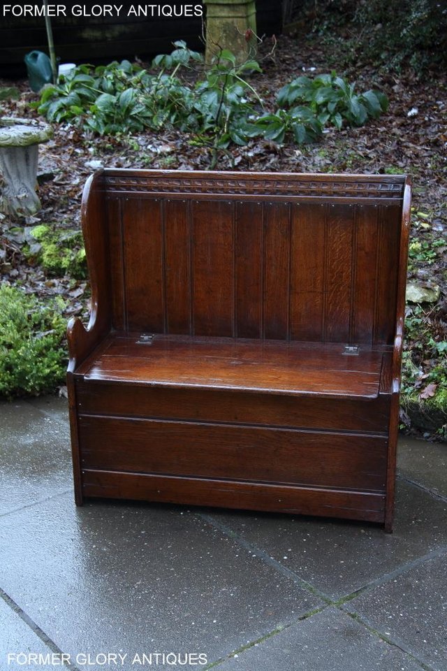 Image 62 of A TITCHMARSH AND GOODWIN OAK MONKS BENCH BOX SETTLE ARMCHAIR