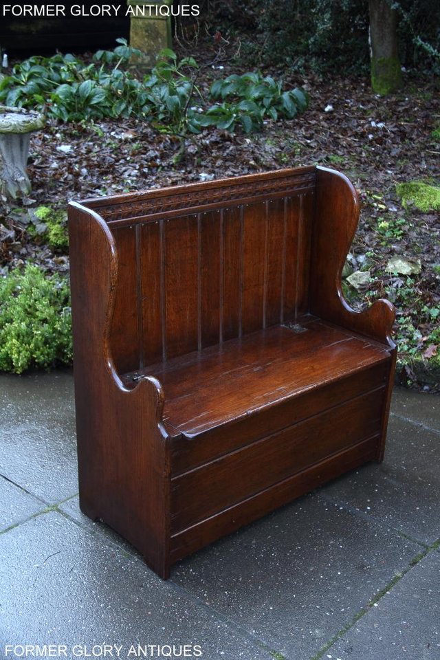 Image 63 of A TITCHMARSH AND GOODWIN OAK MONKS BENCH BOX SETTLE ARMCHAIR
