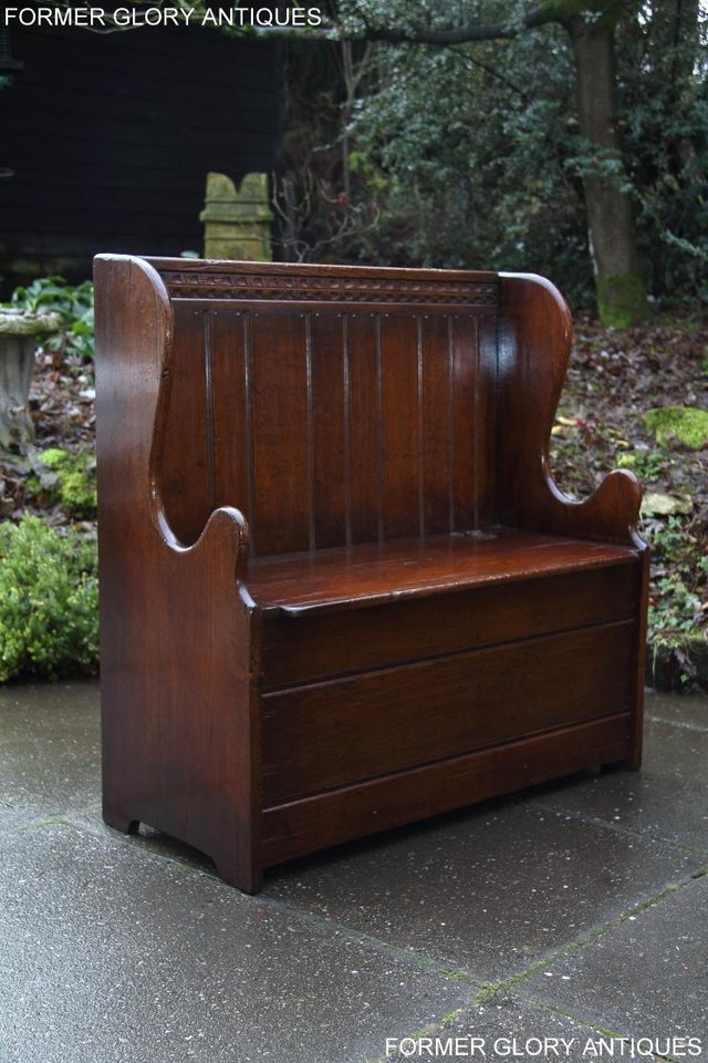 Image 69 of A TITCHMARSH AND GOODWIN OAK MONKS BENCH BOX SETTLE ARMCHAIR