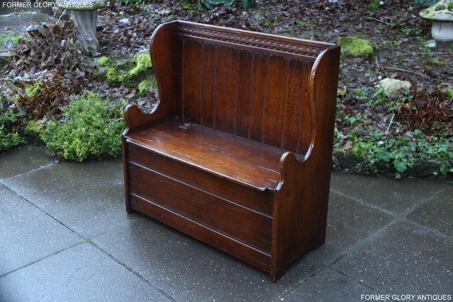 Image 71 of A TITCHMARSH AND GOODWIN OAK MONKS BENCH BOX SETTLE ARMCHAIR