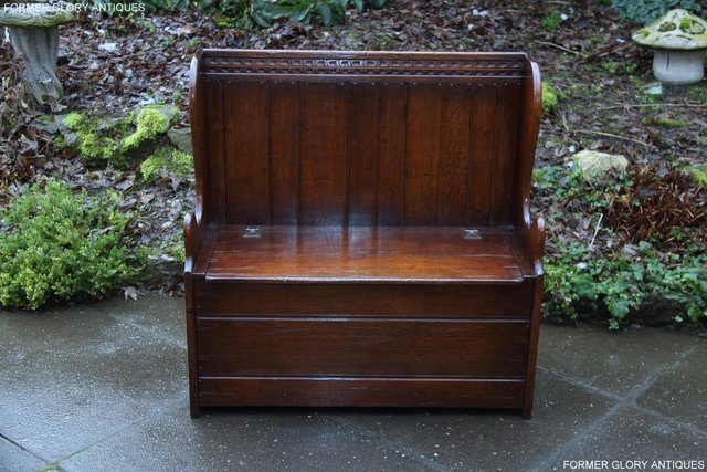 Image 72 of A TITCHMARSH AND GOODWIN OAK MONKS BENCH BOX SETTLE ARMCHAIR